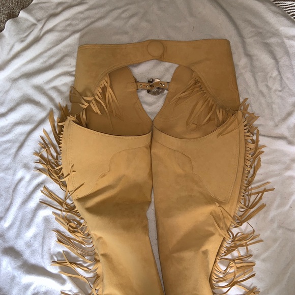 Western tan Ultra Suede show chaps small/ Medium custom - Picture 6 of 9